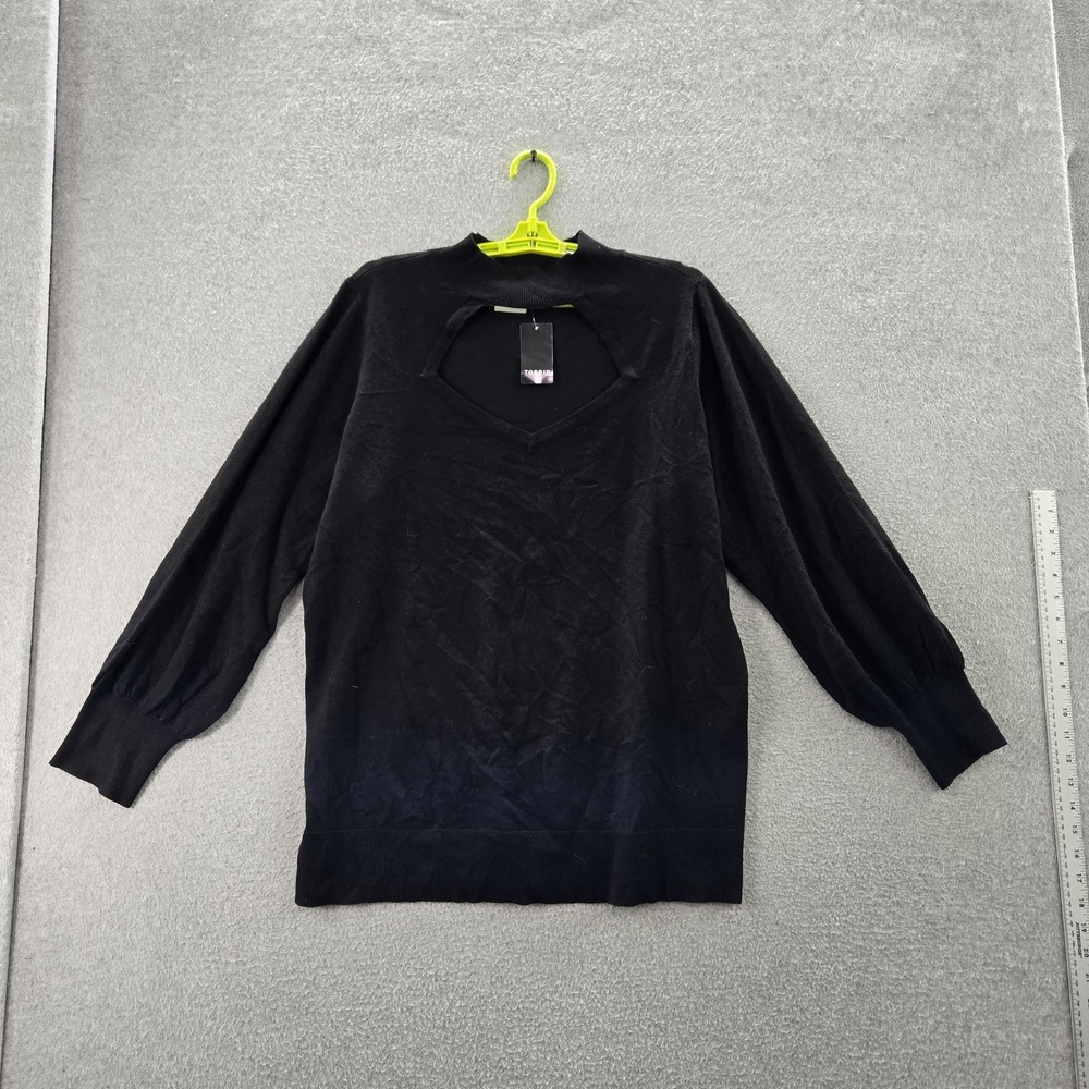 Torrid Women Sweatshirt 2X Black Nylon Rayon Long Sleeve Fitted Mock Neck NWT